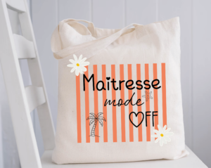 totebag maitresse rayé corail