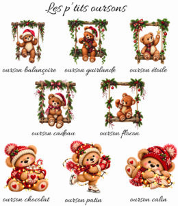 dessin les ptits oursons de noel
